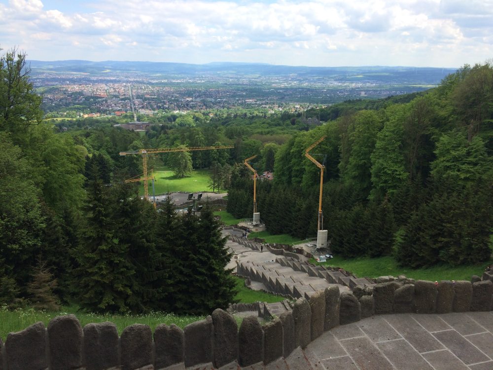 The view from the top of the Unesco-recognized park Bergpark Wilhelmshöhe
