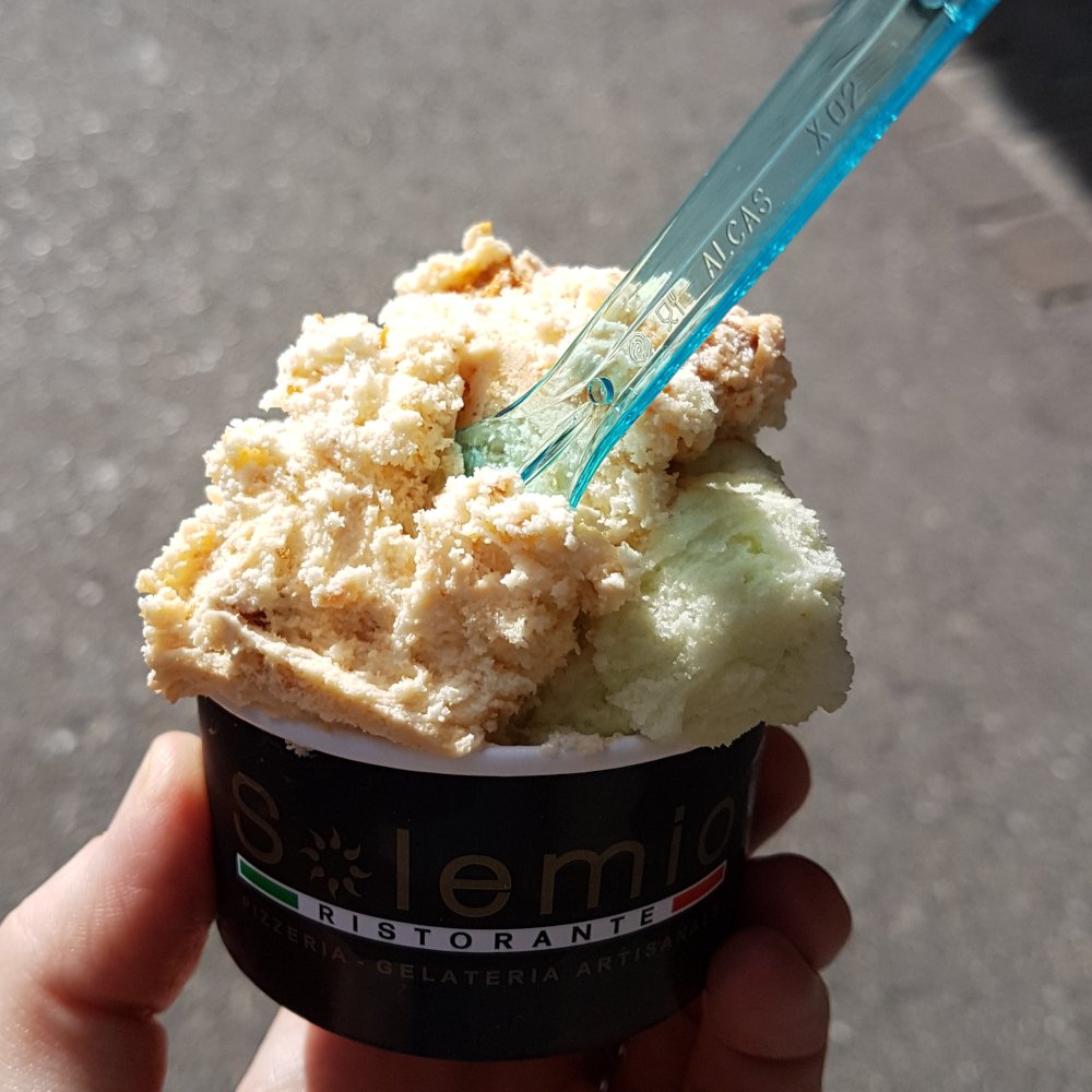 The ice cream I tried from Solemio: lemon-basil & caramello